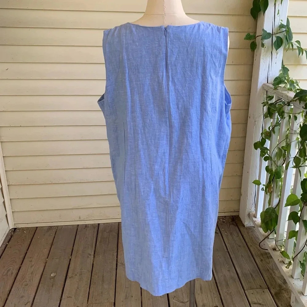 NWT Talbots Embroidered Butterfly Linen Blend Shift Dress Plus Size 22W Blue - Picture 4 of 10